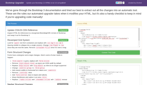 Bootstrap 3 HTML Upgrader