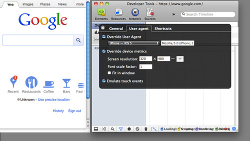 Chrome Developer Tools - User Agent